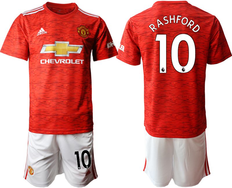 Men 2020-2021 club Manchester United home #10 red Soccer Jerseys